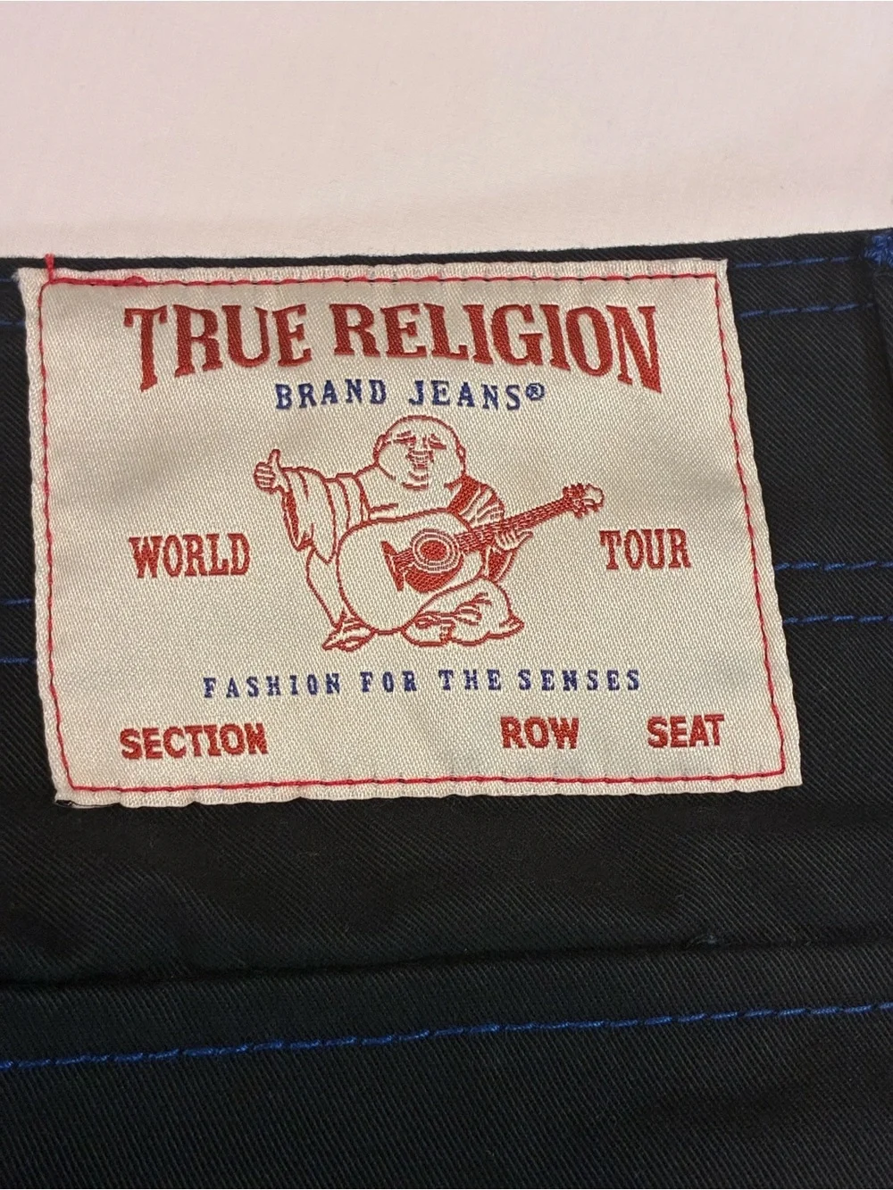 True Religion Black Cargo Pants with Blue Contrast Stitching